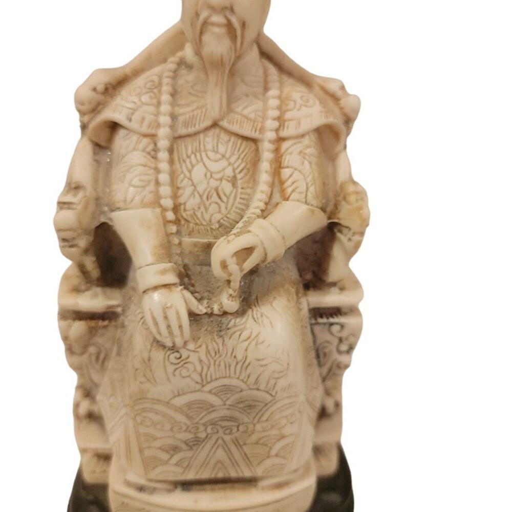 Vintage Japanese Dynasty Emperor Sculpture Ivory Home Decor - Picture 4 of 10